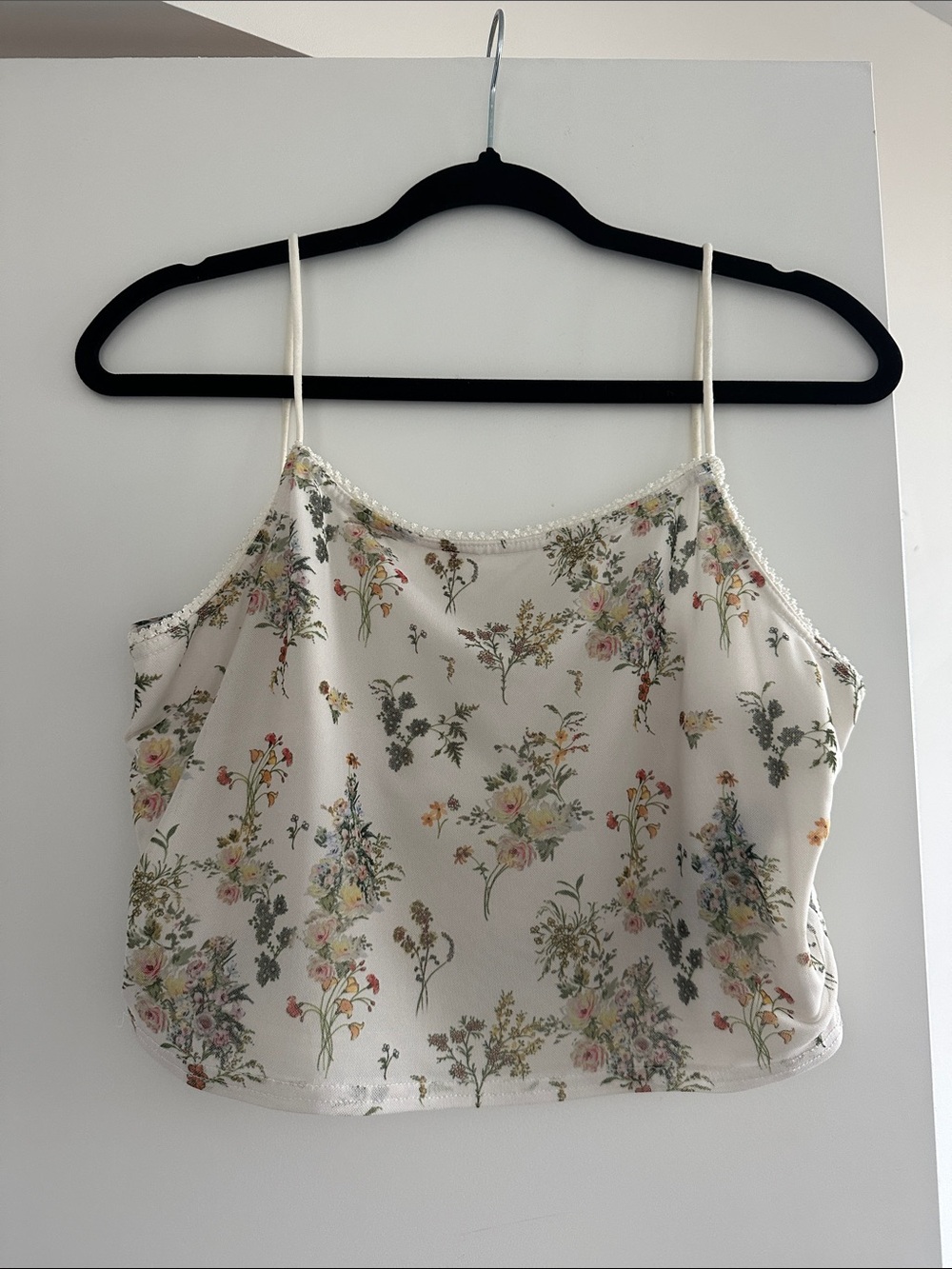 Urban Outfitters Ivory Floral Spaghetti Strap Cami